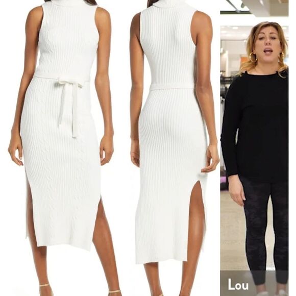 Bebe Belted Midi Sweater Dress,off white GORGEOUS - Picture 10 of 16